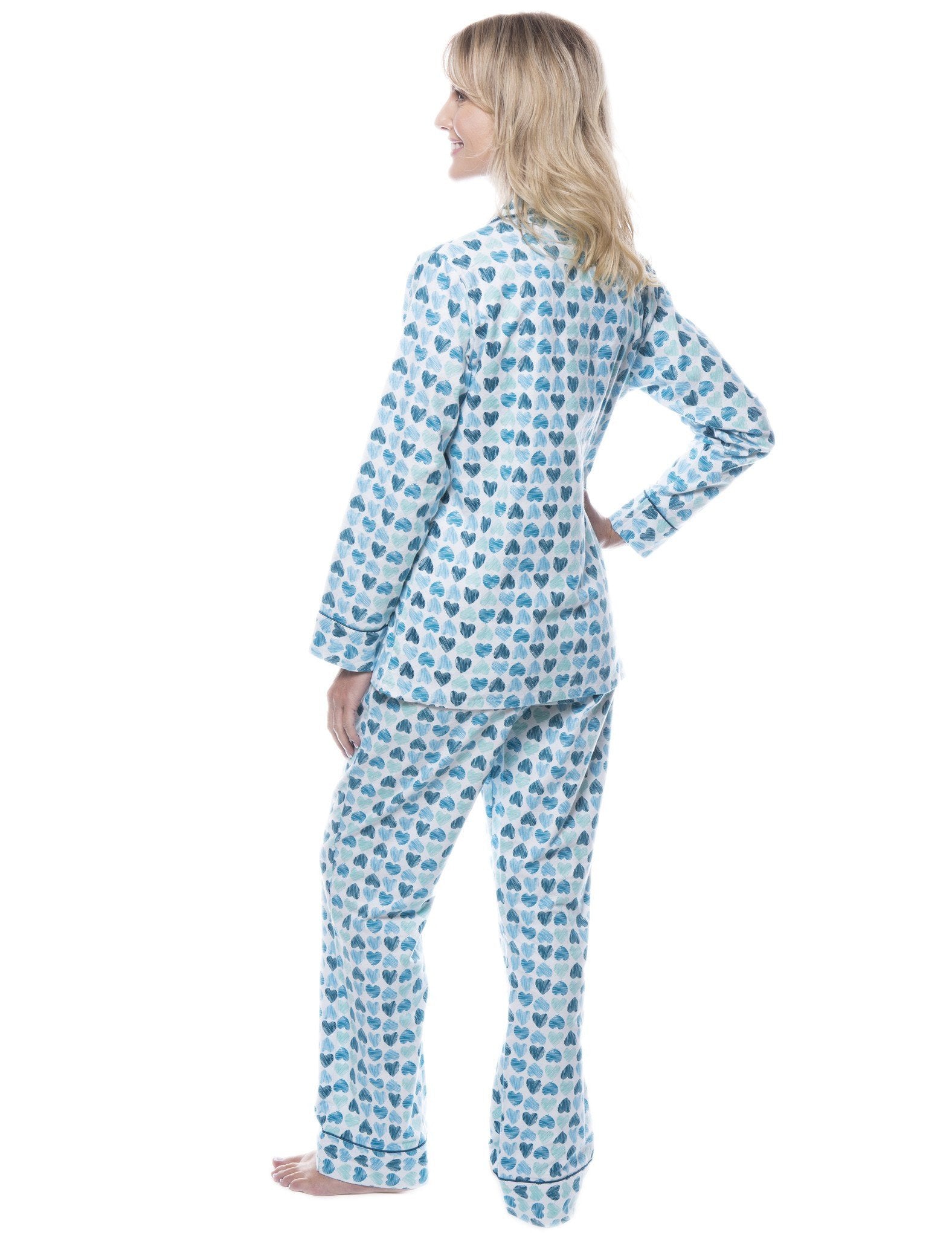 Women's 100% Cotton Flannel Pajama Sleepwear Set - Scribbled Hearts Wh –  FlannelPeople