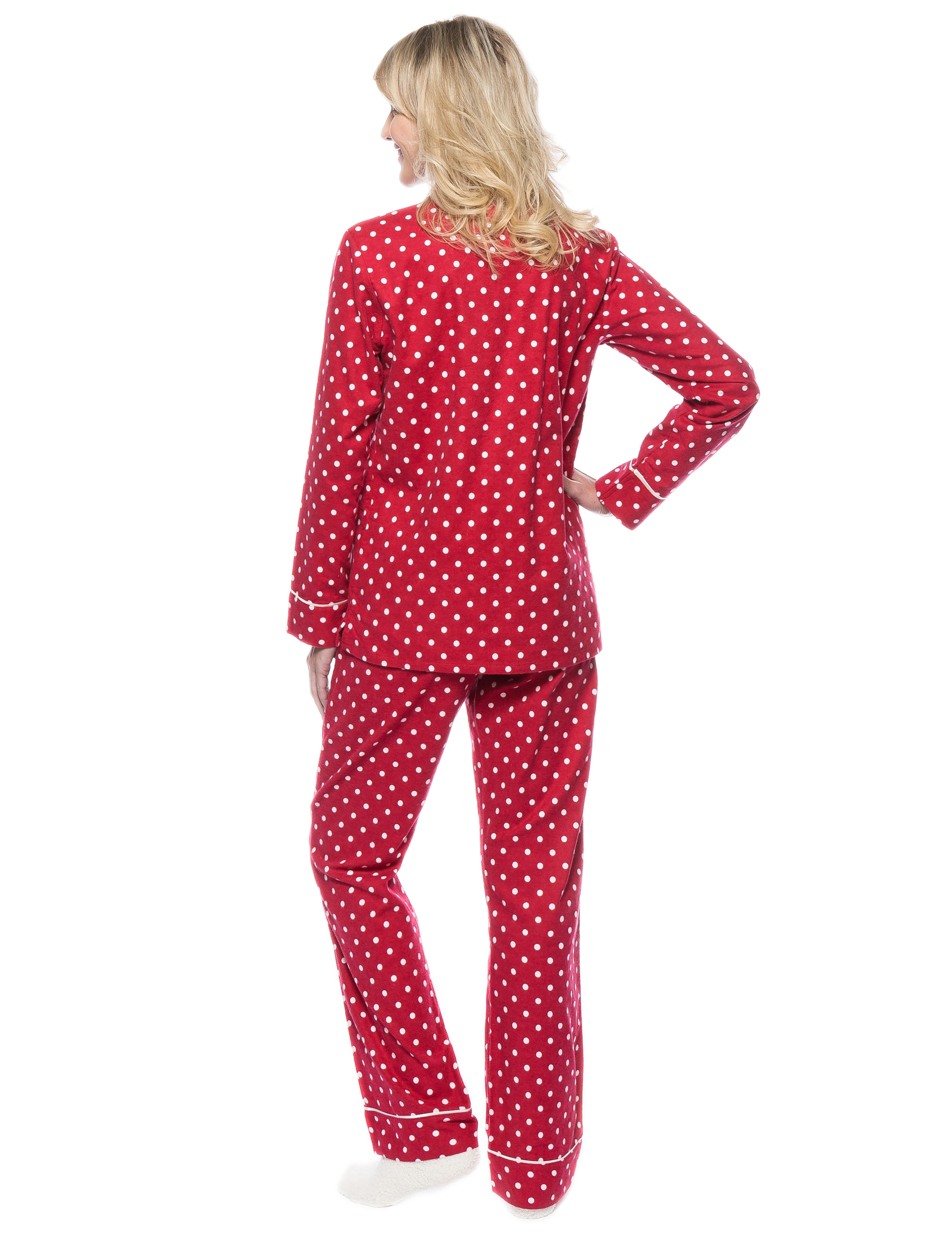 Womens Premium 100% Cotton Flannel Pajama Sleepwear Set - Dots Diva Re –  FlannelPeople