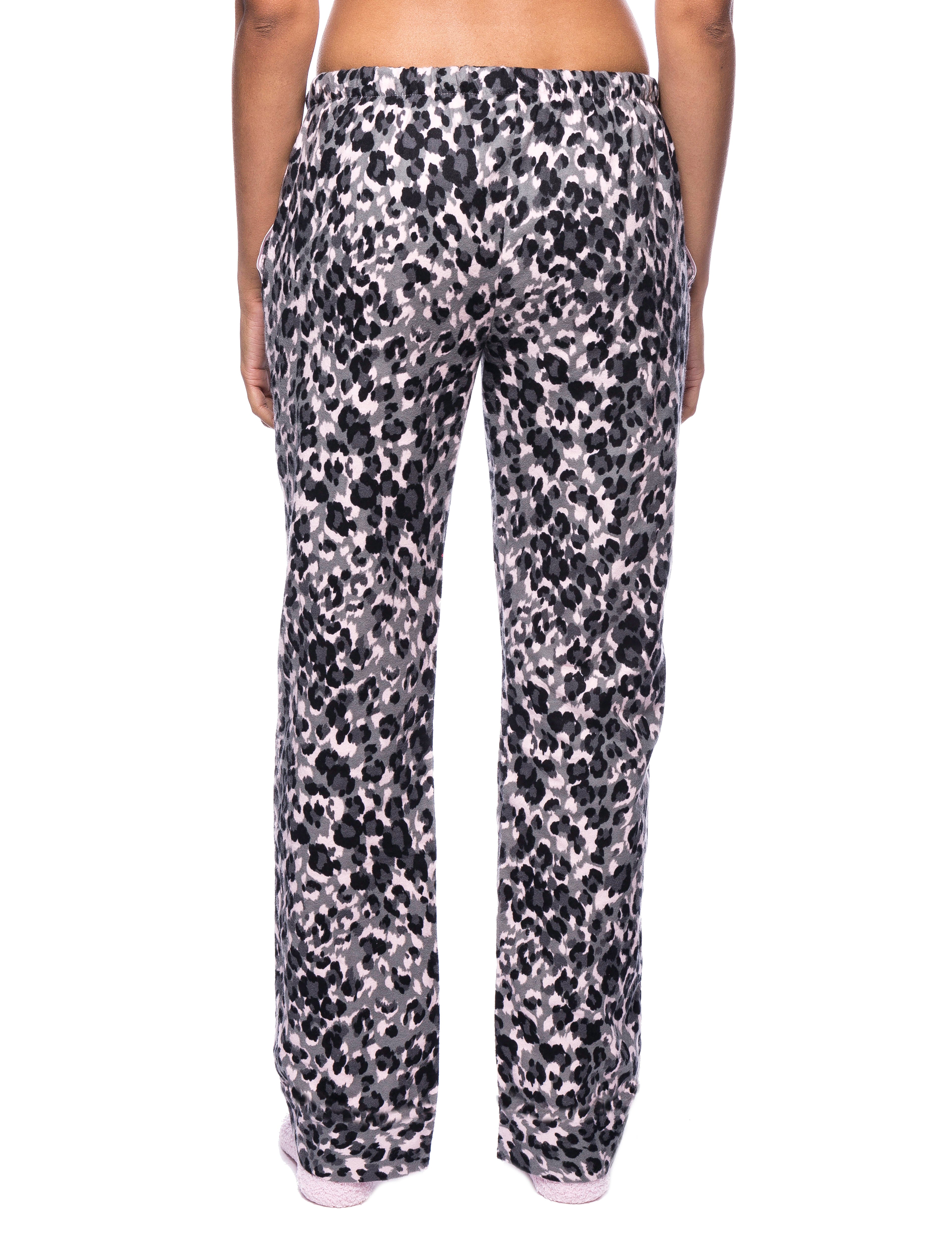 Womens Premium 100% Cotton Flannel Lounge Pants - Leopard Pink