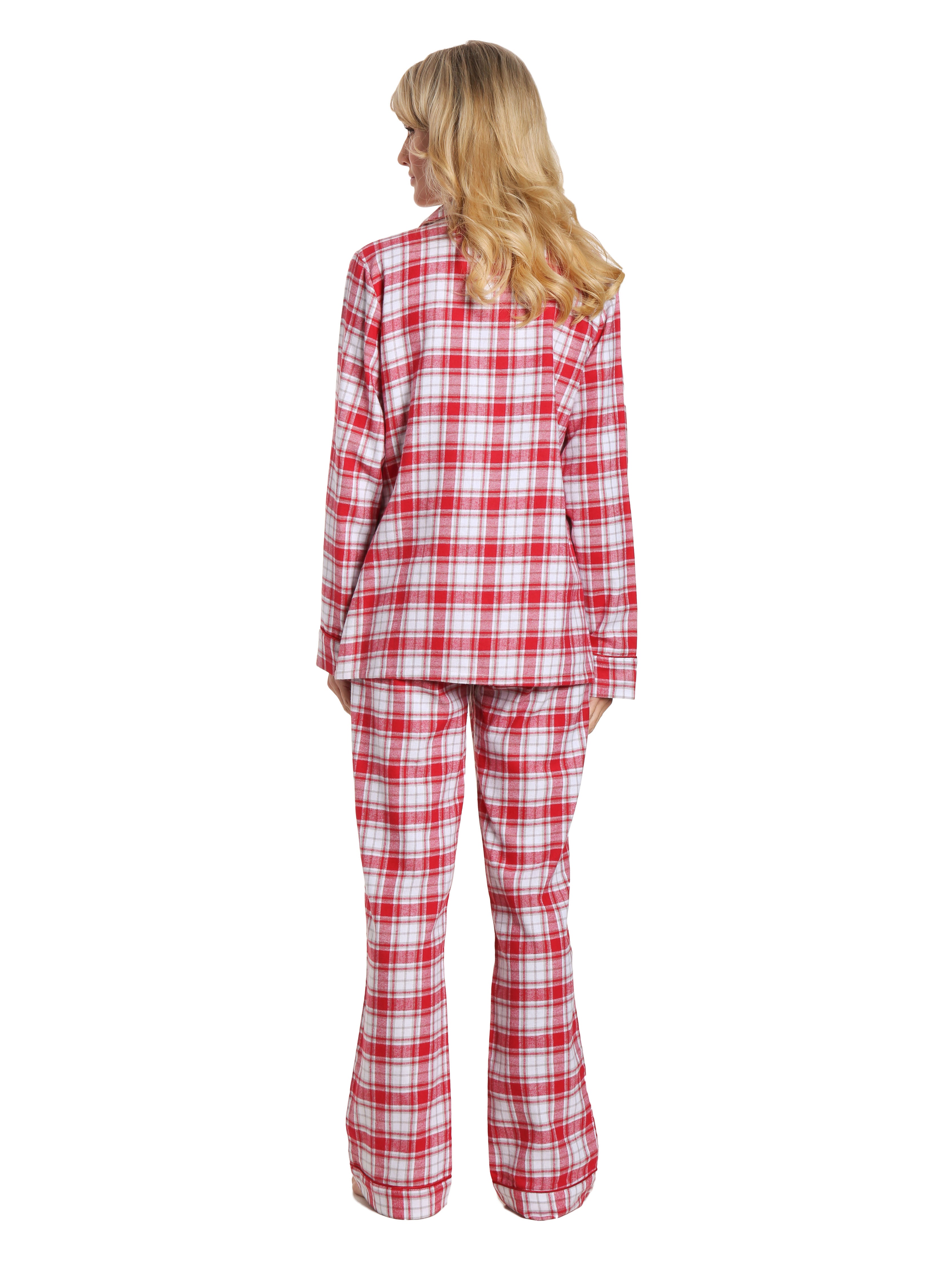 Womens 100% Cotton Lightweight Flannel Pajama Sleepwear Set - Plaid Wh –  FlannelPeople