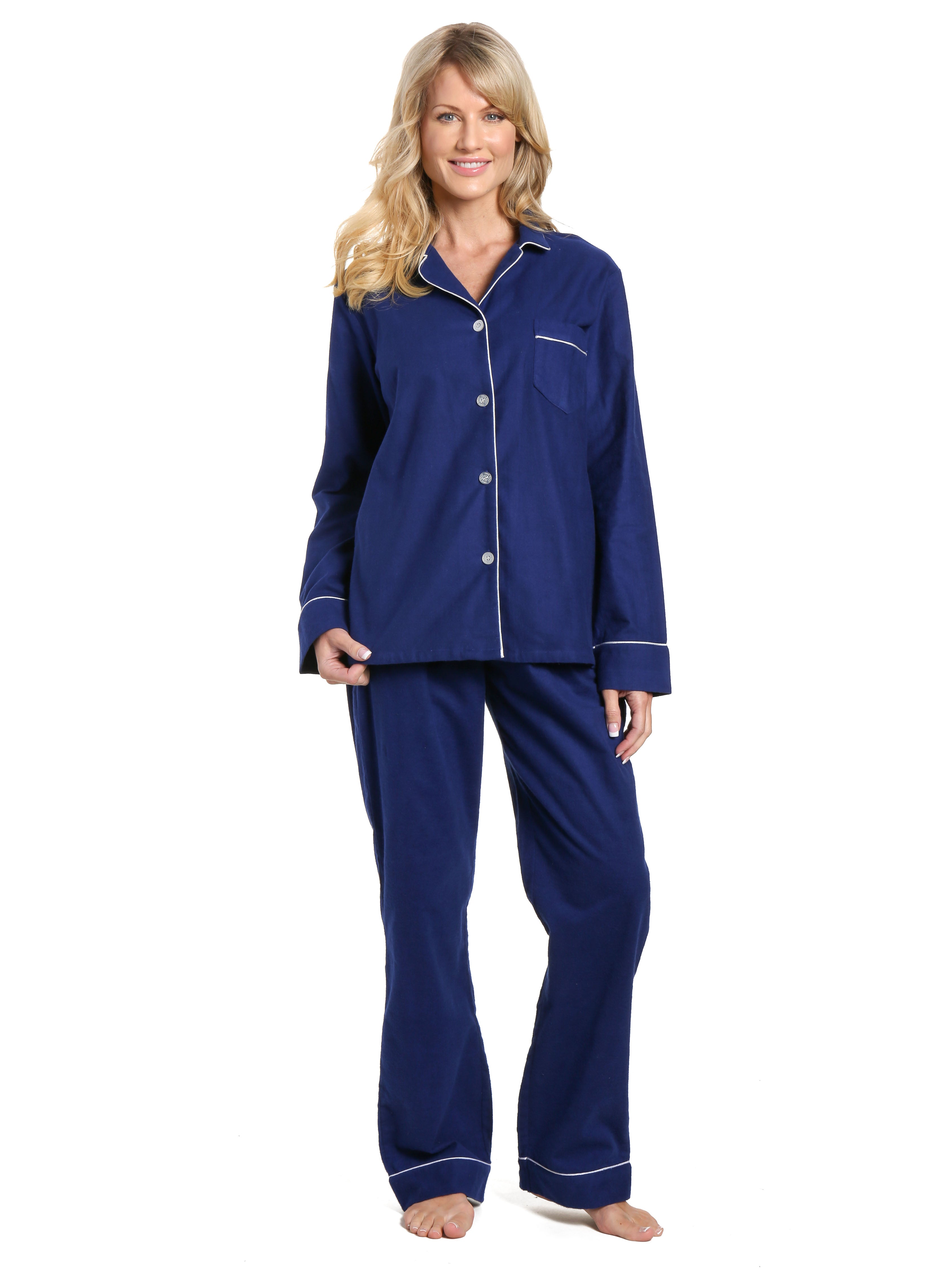 Women's 100% Cotton Flannel Pajama Sleepwear Set - Midnight Blue –  FlannelPeople